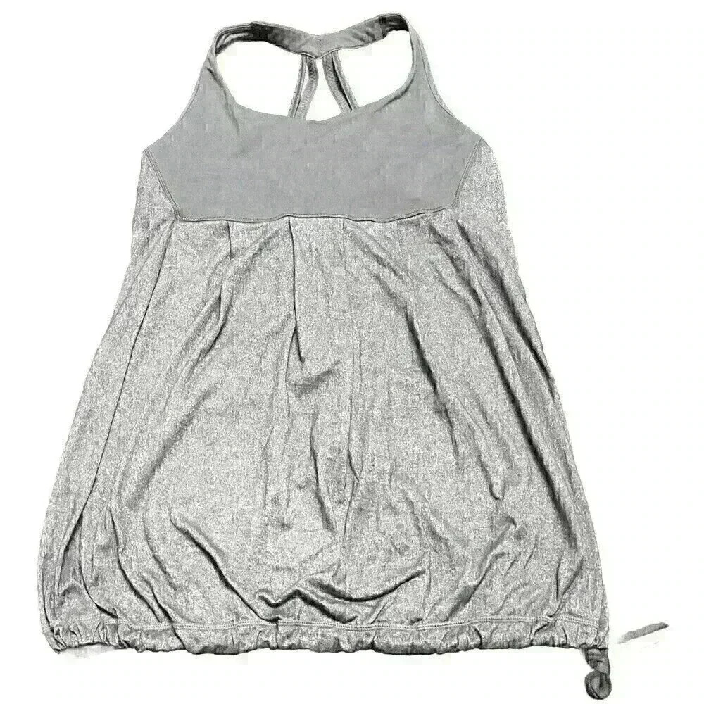 Lululemon Gray Tie Button Womens Tank Top Size 10 Workout Activewear